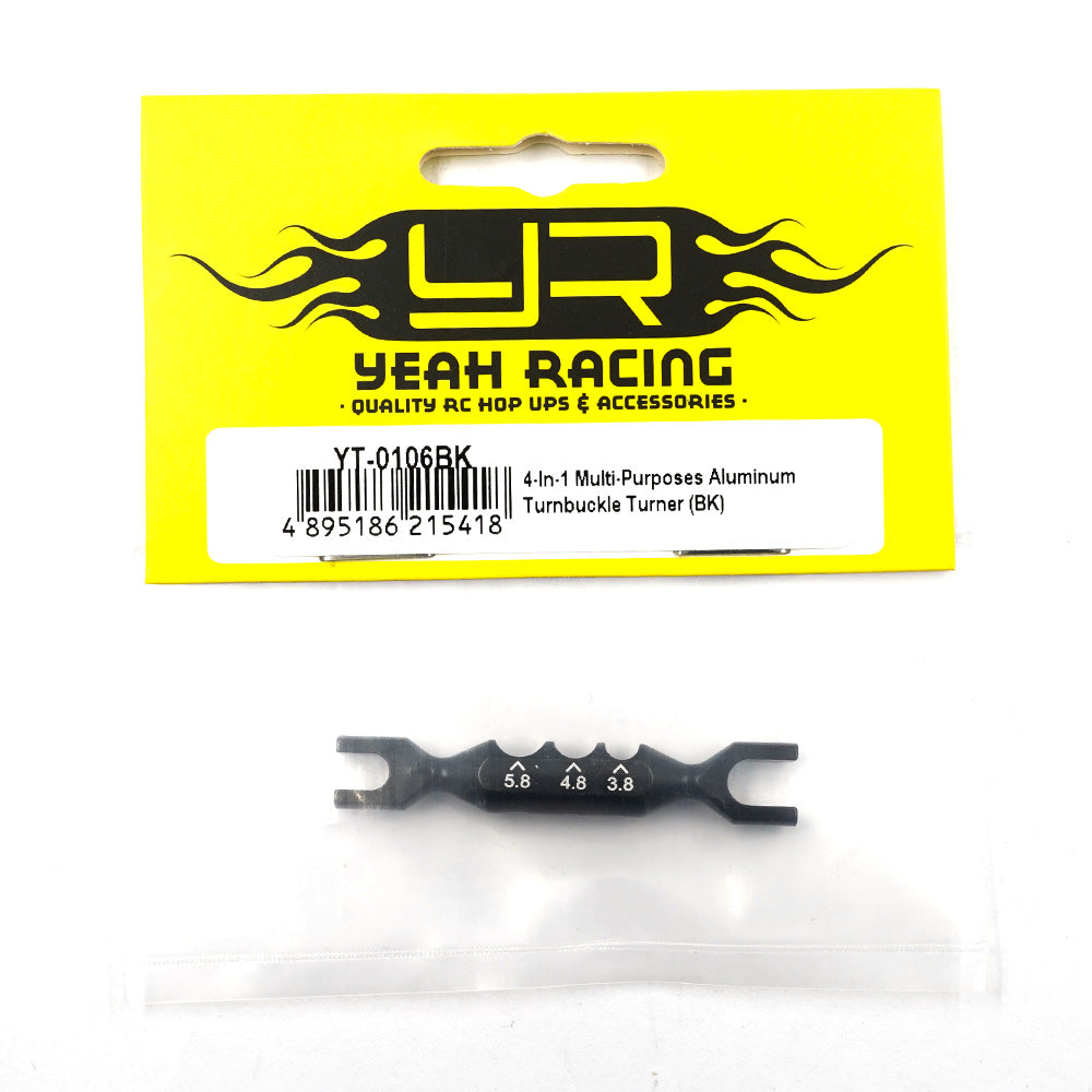 Yeah Racing 4-In-1 Multi-Purposes Aluminum Turnbuckle Turner (BK)