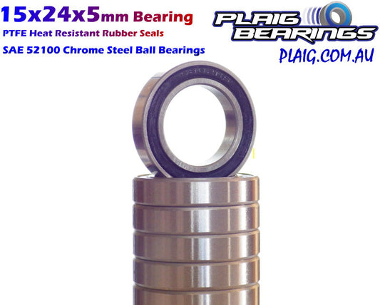 Plaig: 15x24x5mm Bearing - Rubber Seals - 6802-2RS