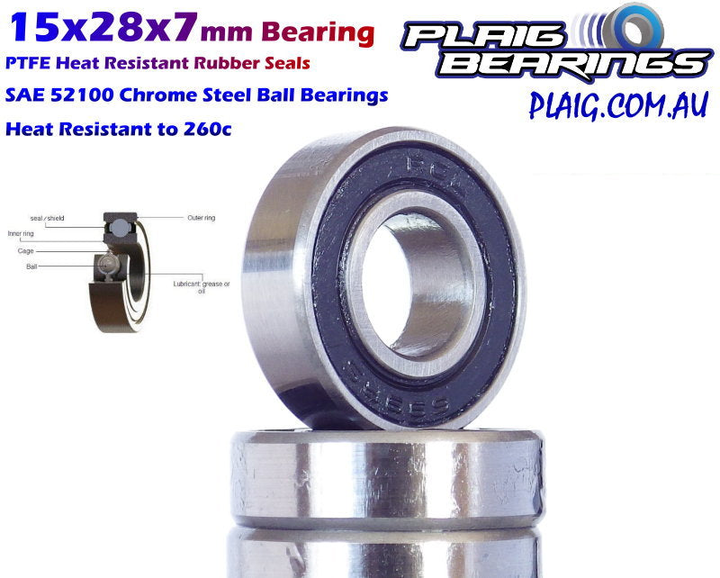 Plaig: 15x28x7mm Bearing - Rubber Seals - 6902-2RS