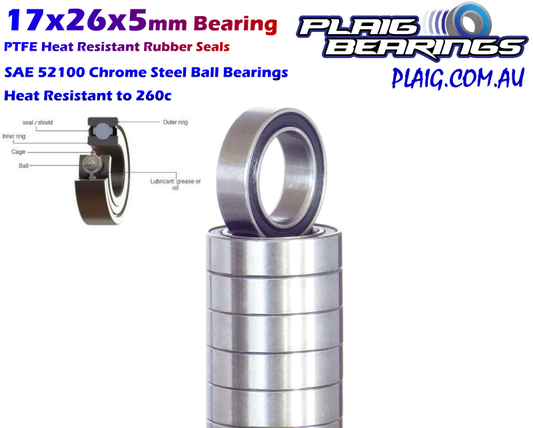 Plaig: 17x26x5mm Bearing - Rubber Seals - 6803-2RS