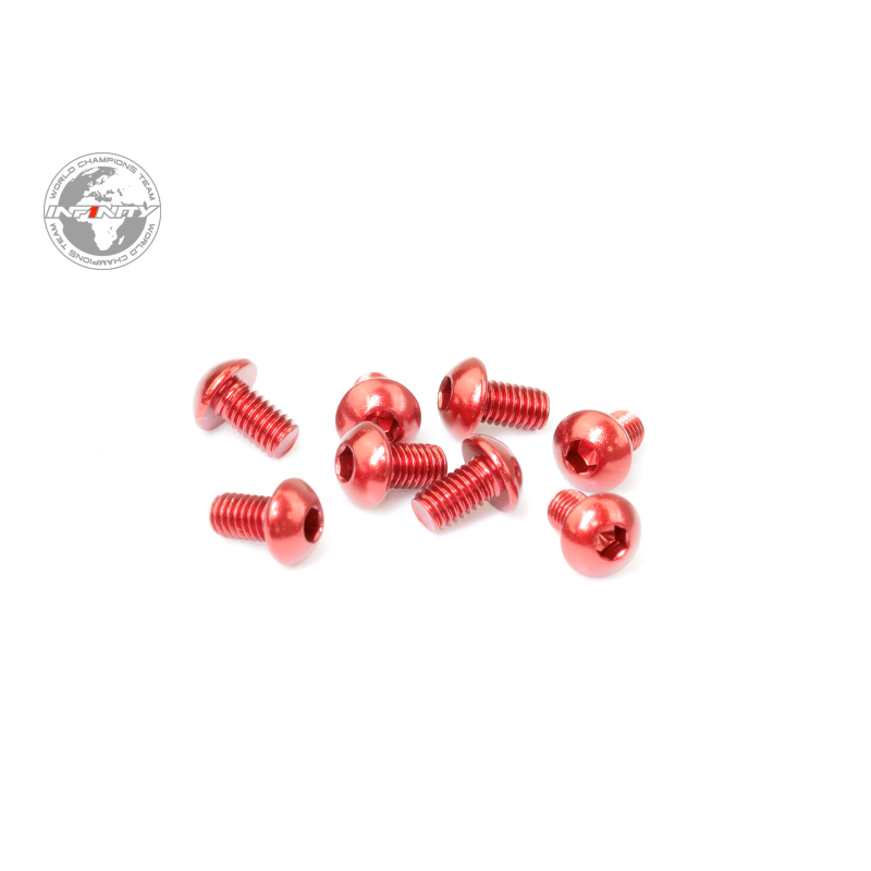 M3x5mm ALU BUTTON HEAD SCREW (Red/8pcs)