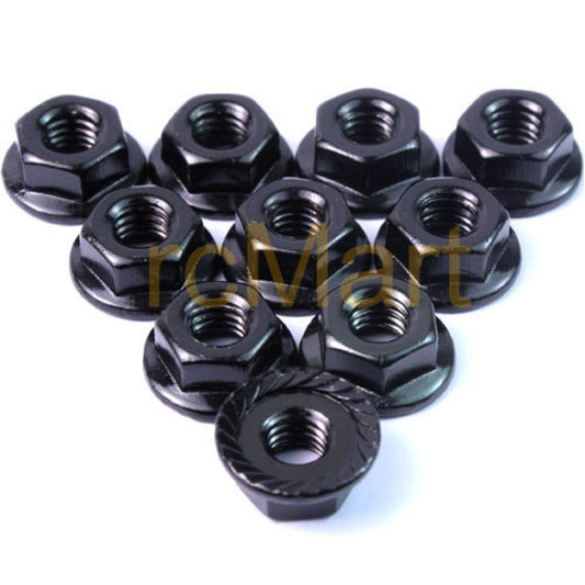 4mm Aluminium Serrated Lock Nut 10pcs (BK)