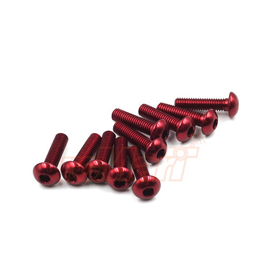 Aluminum 7075 3x12mm Hex Socket Button Head Screws 10pcs Red