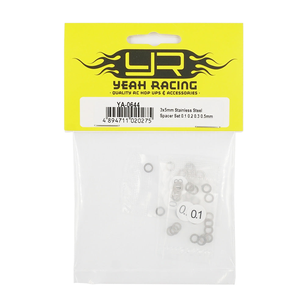 3x5mm Stainless Steel Spacer Set 0.1 0.2 0.3 0.5mm - Yeah Racing