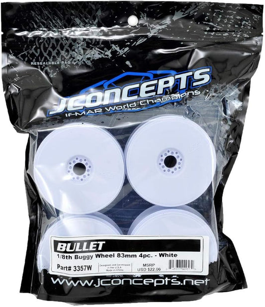 J Concepts Mono - 1/8th Buggy Wheel - 83mm - White - 4pc