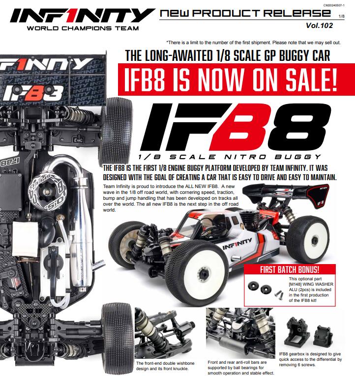 INFINITY IFB8 1/8 SCALE GP BUGGY CAR CHASSIS KIT