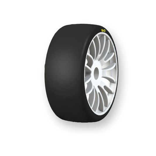 PMT: 1/8 SLICK Soft Q03 GT Rally Tyres - 1 Pair (White)