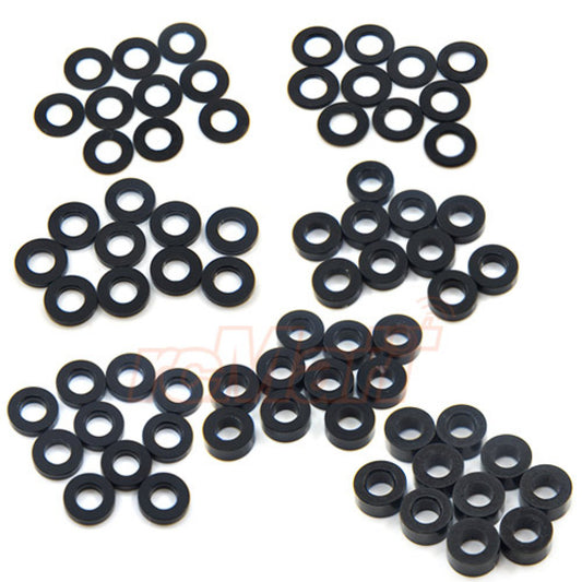 Aluminum M3 Flat Washer 0.25 /
0.5 / 1 / 1.5 / 2 / 2.5 / 3mm 10pcs Set Black