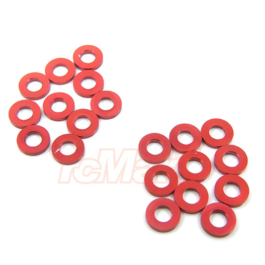 Aluminum M3 Flat Washer 1mm 20pcs Red