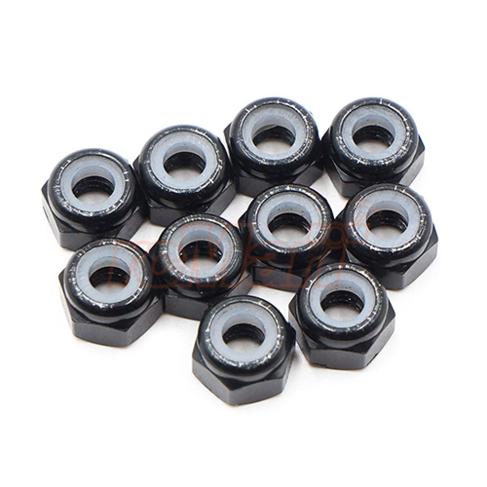 3mm Aluminium Lock Nut Black 10pcs
