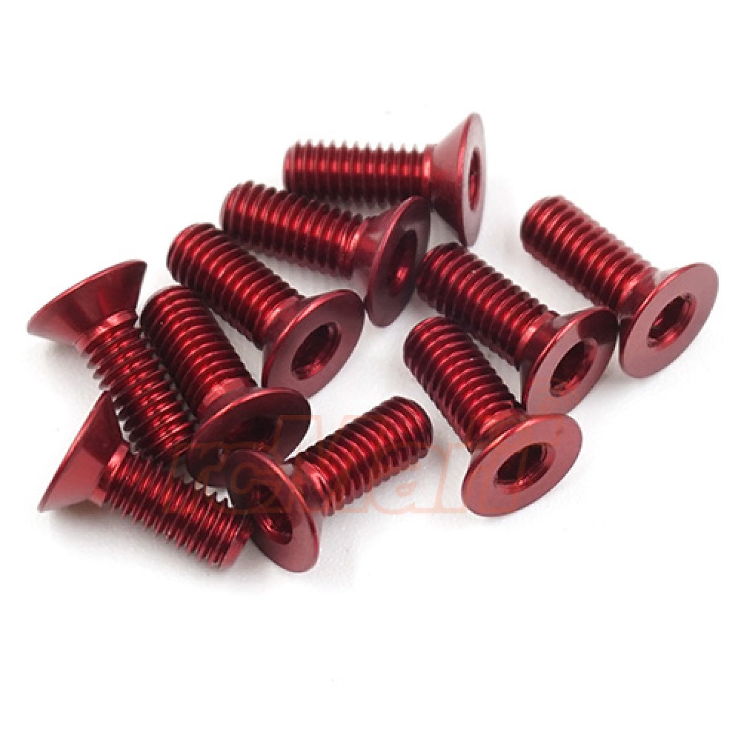 Aluminum 7075 3x8mm Hex Socket Flat Head Screws 10pcs Red