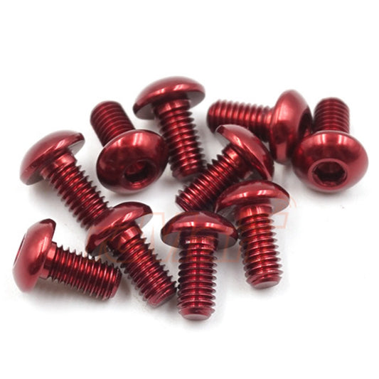 Aluminum 7075 3x6mm Hex Socket Button Head Screws 10pcs Red