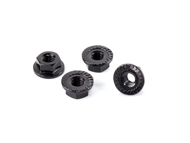 Infinity Aluminum Serrate Flanged Wheel Nut M4 (Black/4pcs)